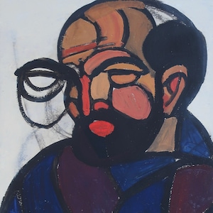 Retrato de un hombre. Pintura al óleo original del artista ucraniano Voziyanov A. 39-34 cm óleo sobre cartón década de 1980