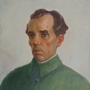Portrait of Nikolai Ostrovsky. Oil painting Ukrainian artist Bugay V. 80-60 cm oil on canvas 1980s