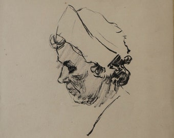 Portrait of a woman. Ukrainian artist 29-20cm paper graphics