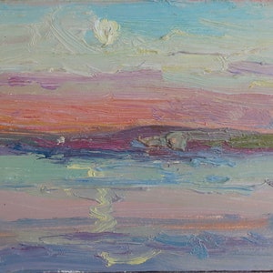 Couleurs du soir. Artiste ukrainien Yavorsky L.12-25 cm, huile sur carton année 1980