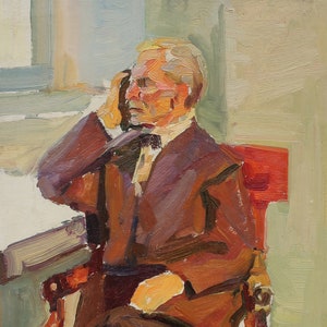 Boceto para una pintura. Artista ucraniano Shifman I. 46-26 cm, óleo sobre cartón, 1960.
