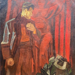 From fight to fight. Oil painting original socialist realism Ukrainian artist Gubsky I. 202-130 cm oil on canvas 1980year