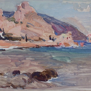 Paysage. Artiste ukrainien Chernov L. 22-34, huile sur carton, années 1960