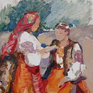 Boceto. Pintura original del artista ucraniano Yatsenko V. 47-32 cm, óleo sobre cartón.