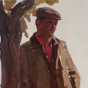 Retrato. Pintura del artista ucraniano Chernikov V. 47-33 cm, óleo sobre cartón, década de 1970