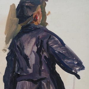 Boceto. Pintura original del artista ucraniano Tomenko G. 35-24 cm, óleo sobre cartón, años 60