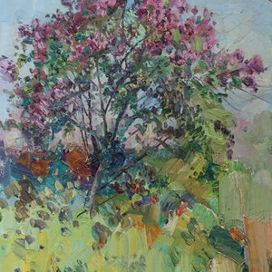 Lila. Artista ucraniano Yalansky A.40-27 cm, óleo sobre lienzo sobre cartón