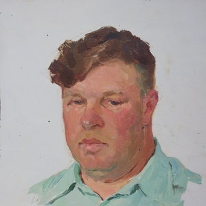 Retrato de un hombre. Artista ucraniano Poltavsky V. 24-17 cm, óleo sobre cartón, 1953.