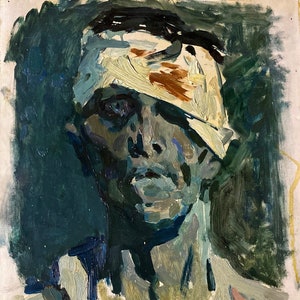 Retrato. Pintura al óleo original del artista ucraniano Konstantinopol'skiy A. 49-35 cm óleo sobre cartón 1971año