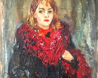 Portrait. Original painting by Ukrainian artist Repka S. 70-50 cm, oil on cardboard, 2003