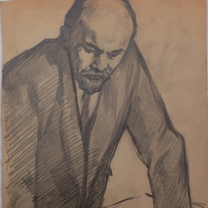 Lenin.Ukrainian artist Kats A.29-21 cm, graphics on paper