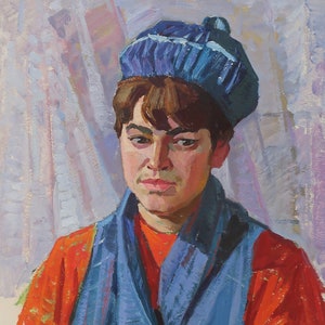 Retrato. Artista ucraniano Nesterov V. 65-47 cm, óleo sobre papelão, década de 1970