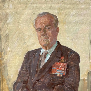 Retrato de un hombre. Pintura al óleo original del artista ucraniano Chernikov V. 50-37 cm cartón óleo década de 1970
