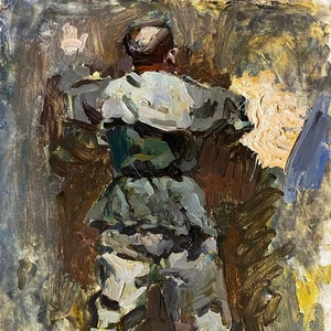 Estudio para un cuadro. artista ucraniano original Konstantinopol'skiy 49-35 cm óleo sobre cartón años 60