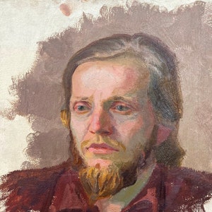 Retrato de un hombre. Pintura al óleo original del artista ucraniano Chernikov V. 46-35 cm cartón óleo década de 1970