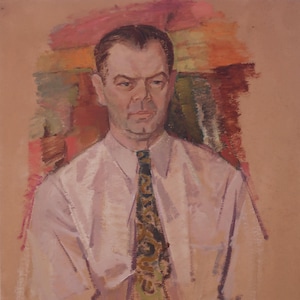 Retrato del artista ucraniano Nesterov V. 75-55 cm, óleo sobre cartón, década de 1980