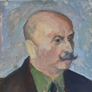 Retrato de un hombre. Pintura al óleo original del artista ucraniano Voziyanov A. 37-27 cm óleo sobre cartón década de 1980