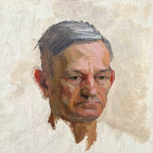 Retrato de un hombre. Pintura al óleo original del artista ucraniano Chernikov V. 47-35 cm óleo sobre cartón década de 1970
