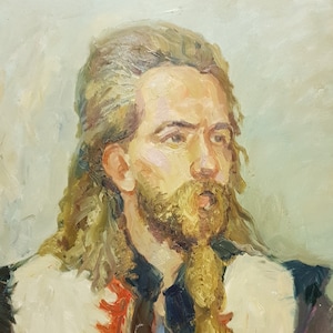 Portrait of a man. Oil painting original Ukrainian artist Popinova G. 56-43 cm oil on canvas 1990s