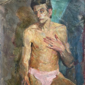Model. Oil painting original Ukrainian artist Voziyanov A. 79-60cm oil on canvas  1980s