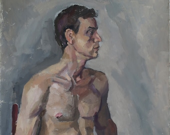 Model. Oil painting original by Ukrainian artist Belyak I. 80-60 cm oil on canvas 1980s.