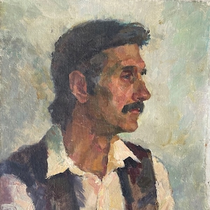 Portrait of a man. Oil painting original Ukrainian artist Voziyanov A. 49-39cm oil on canvas 1980s