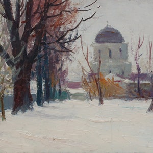 Landschaft.Ukrainischen Künstlers Shurupov K. 19-25 cm, Öl auf Karton, 1960 Jahre