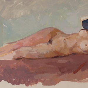 Nude.Original painting by Ukrainian artist Prizant L. 35-45 cm, cardboard mixed media, 1960 year