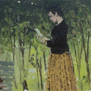 Retrato de una mujer. Artista ucraniano Poltavsky V.17-18 cm, óleo sobre cartón año 1956