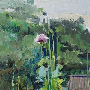 Malva. Artiste ukrainien Yalansky A. 50-19 cm, huile sur toile sur carton
