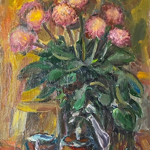 Naturaleza muerta. Pintura al óleo original de la artista ucraniana Boldyreva E. 50-35 cm lienzo sobre cartón óleo década de 1970