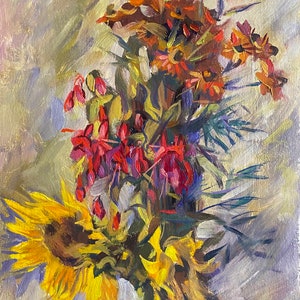 Naturaleza muerta. Pintura al óleo original del artista ucraniano Antohin E. 40-30 cm cartón óleo año 1994