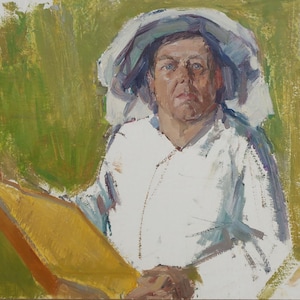 Retrato. Pintura original del artista ucraniano Tyshchetsky V. 35-45 cm, óleo sobre cartón, década de 1980