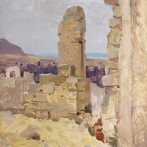 Pejzaż Obraz olejny oryginał ukraińskiego artysty Shapovalov P. 47-34 cm olej na tekturze lata 70. XX wieku