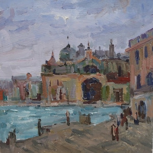 Cityscape. Oil painting by Ukrainian artist Voziyanov A. 30-30cm oil on cardboard