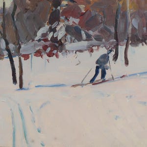 Paysage. Peinture originale de l'artiste ukrainien Chernov L. 33-48 cm, huile sur carton, années 1970