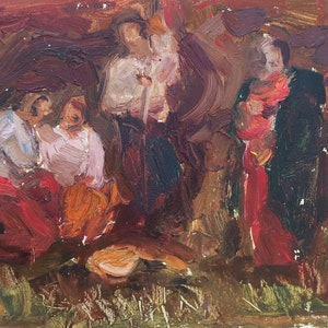 Pintura al óleo original del artista ucraniano Lavrinenko V. 22-32 cm cartón óleo década de 1970