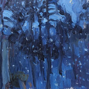 Paisaje. Pintura original del artista ucraniano Zakharov A. 12-14 cm, óleo sobre cartón, década de 1970.