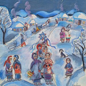 Vacaciones. Pintura original del artista ucraniano Ganzha P. 37-30 cm, óleo sobre cartón, 1998