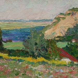Paysage. Artiste ukrainien Shifman I. 33-49 cm, huile sur carton, années 1960