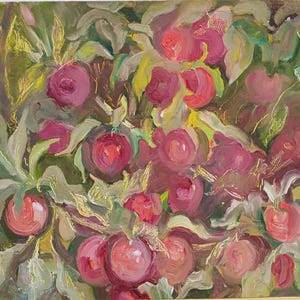 Naturaleza muerta. Pintura original de la artista ucraniana Zakharova, 29-31 cm de largo, óleo sobre cartón, década de 1980.