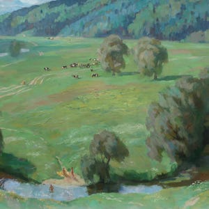 Landscape Oil painting original artist Leskov V. 120-180 cm oil on canvas 1990year