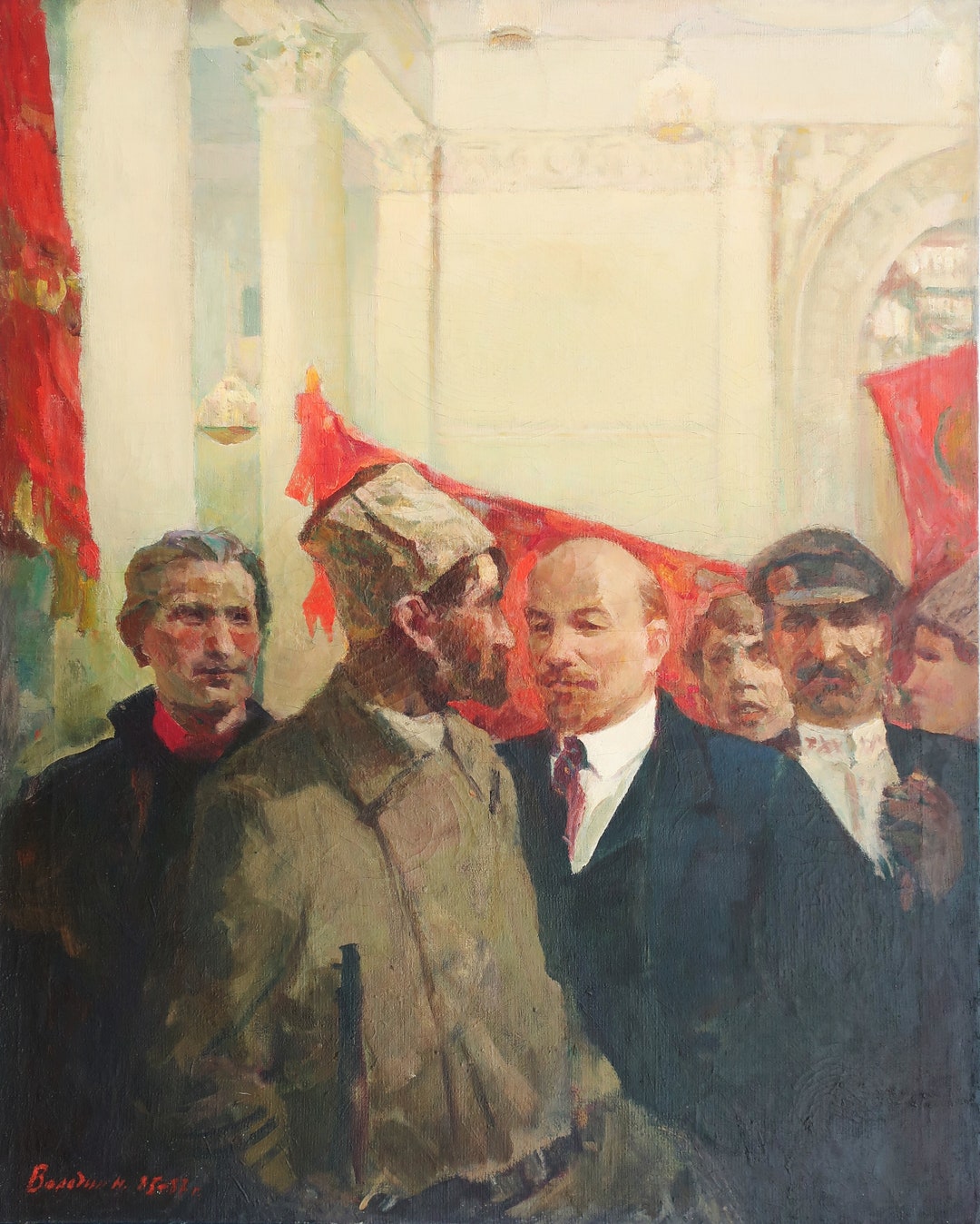 Lenin in Smolny Antique Oil Painting Original of Socialist - Etsy