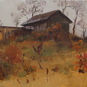 Paisaje. Artista ucraniano Poltavsky V. 15-22 cm, óleo sobre cartón, años 1960