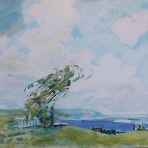Boceto. Pintura original de la artista ucraniana Kryzhanovskaya M.34-47 cm, óleo sobre cartón, 1965