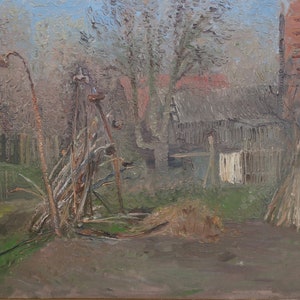 Landscape Oil painting original Ukrainian artist Yablonskaya E. 50-60 cm oil on canvas 1980s