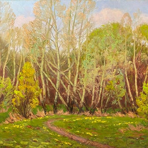 Primavera. Pintura al óleo original del artista ucraniano Herzenok V. 50-70 cm cartón óleo año 1991