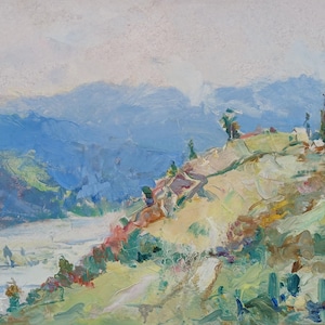 Estudio de los Cárpatos. Pintura original del artista ucraniano Yatsenko V. 31-42 cm, óleo sobre cartón.
