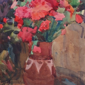 Natura morta. Dipinto originale dell'artista ucraino Prizant L. 35-24 cm carta acquerello anni '60
