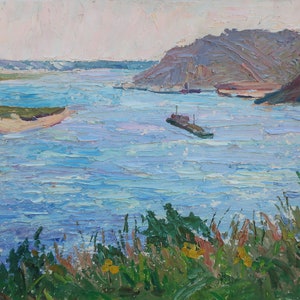Paysage. Artiste ukrainienne Shurupov K. 34-49 cm, huile sur carton 1970